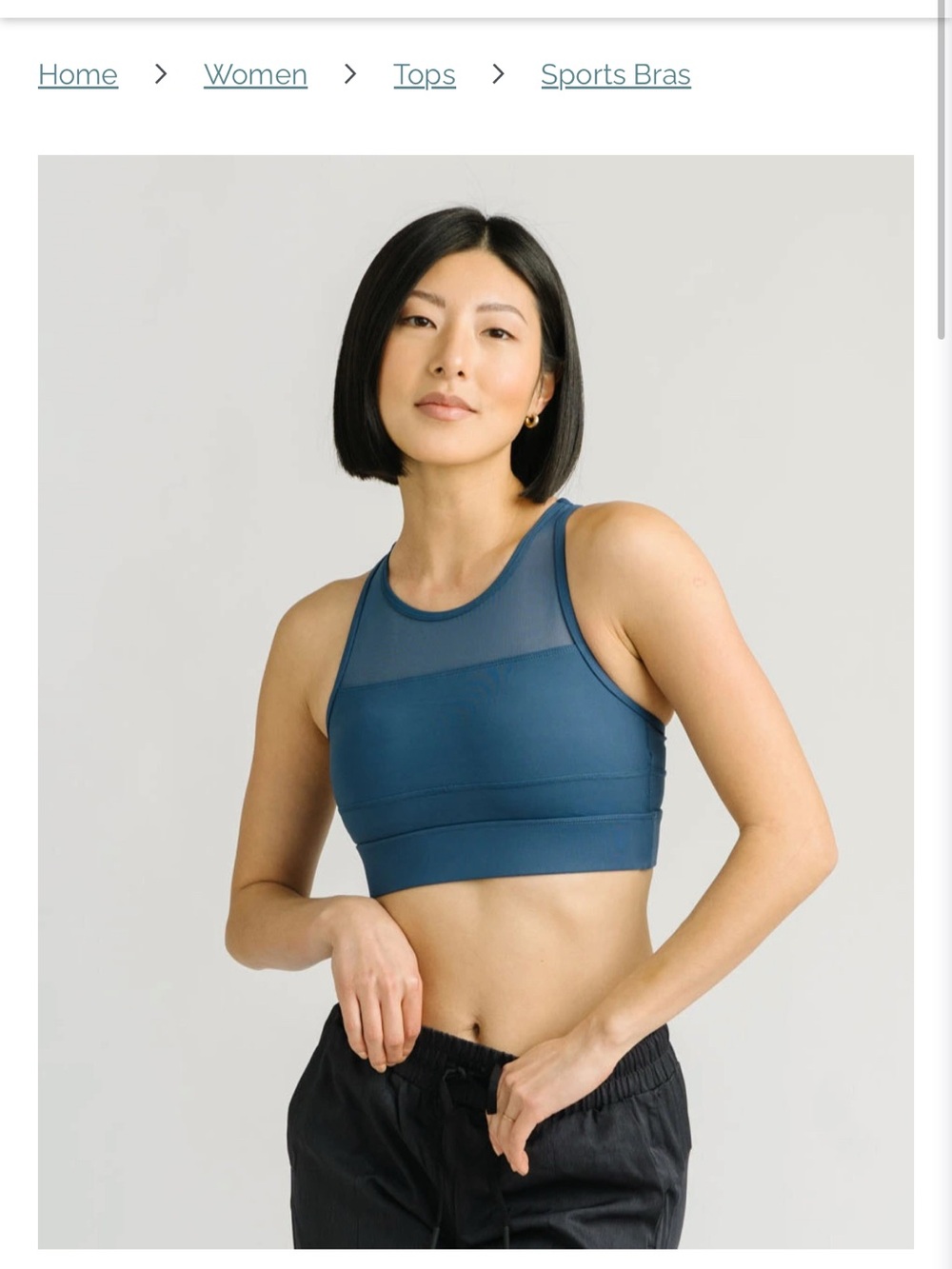 Zyia Active High-Neck Mesh Panel Sports Bra - Blue, size M